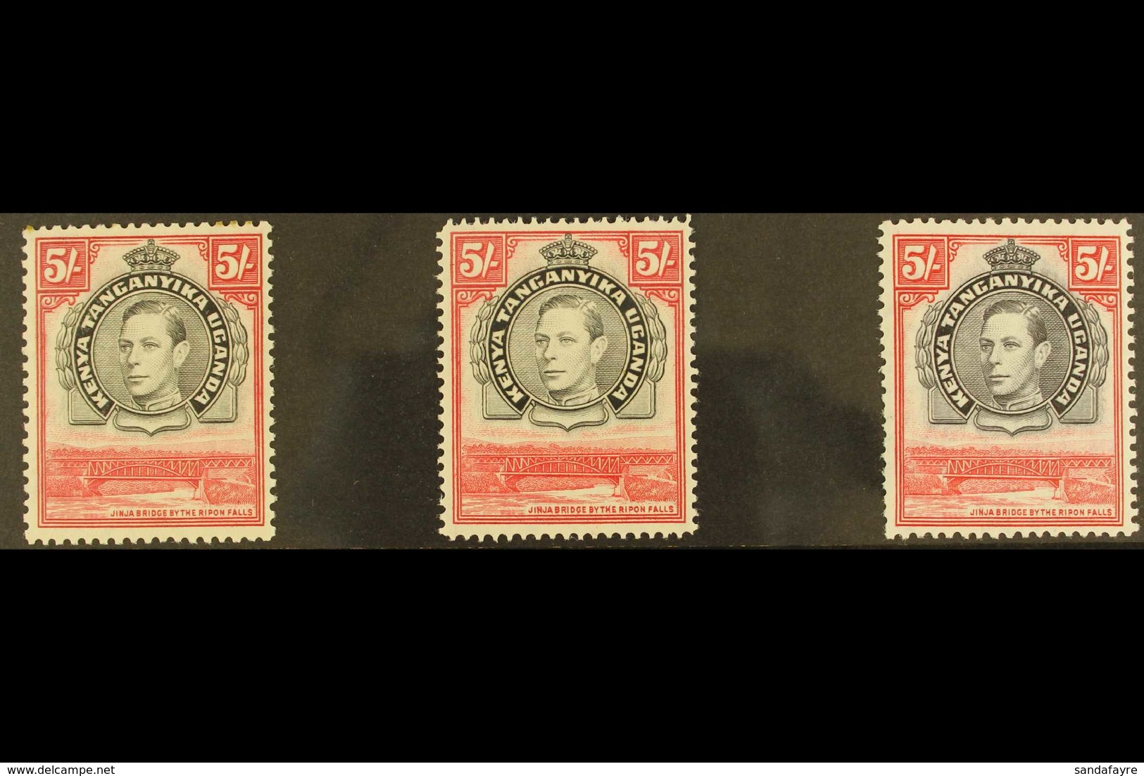 1938-54 MINT FIVE SHILLING DEFINITIVE SET. An All Different Fine Mint Set That Includes The Black & Carmine Perf 13¼ - S - Vide