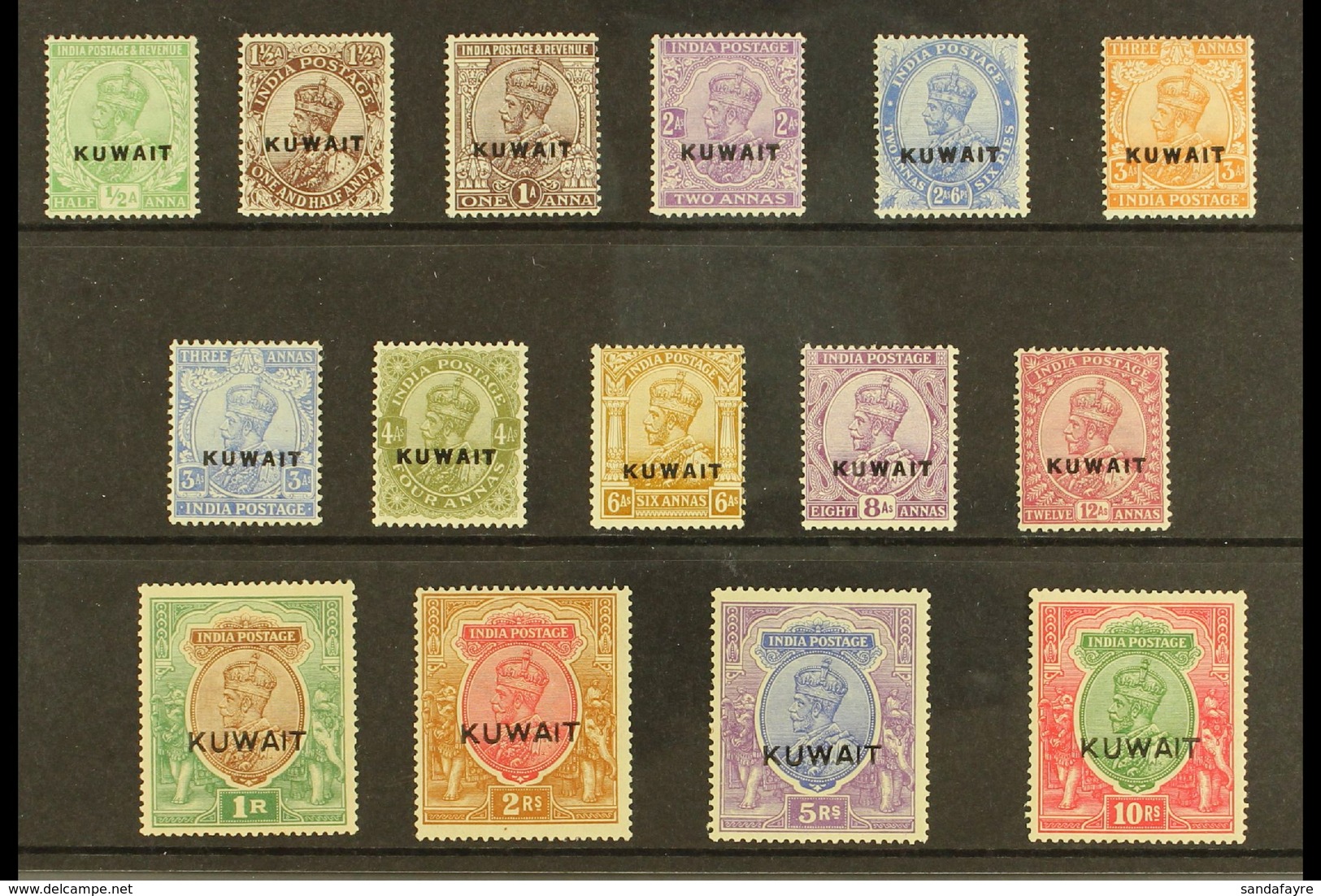 1923-24 "KUWAIT" Overprints On Stamps Of India (watermark Large Star) Complete Set, SG 1/15, Fine Mint. (15 Stamps) For  - Koweït