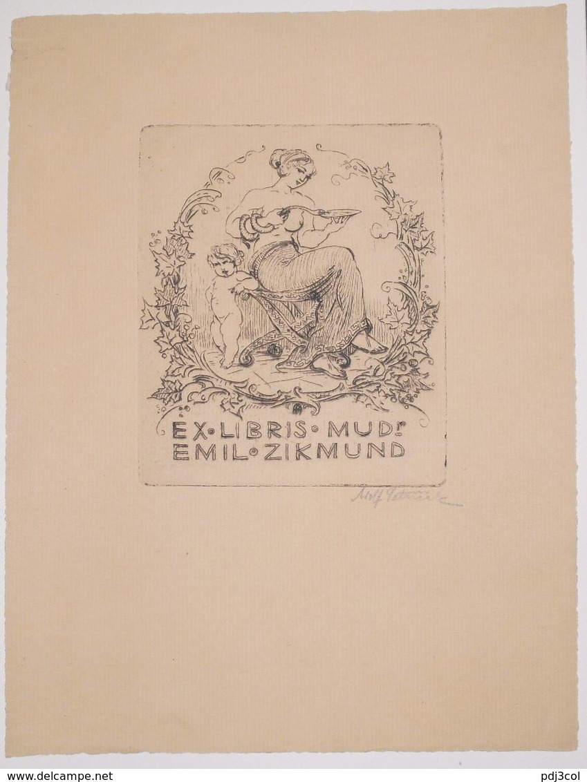 Ex-libris Moderne XXème Illustré -  Allemagne - Femme Au Serpent Et Bébé -  MUDr. EMIL. ZIKMUND - Ex-libris