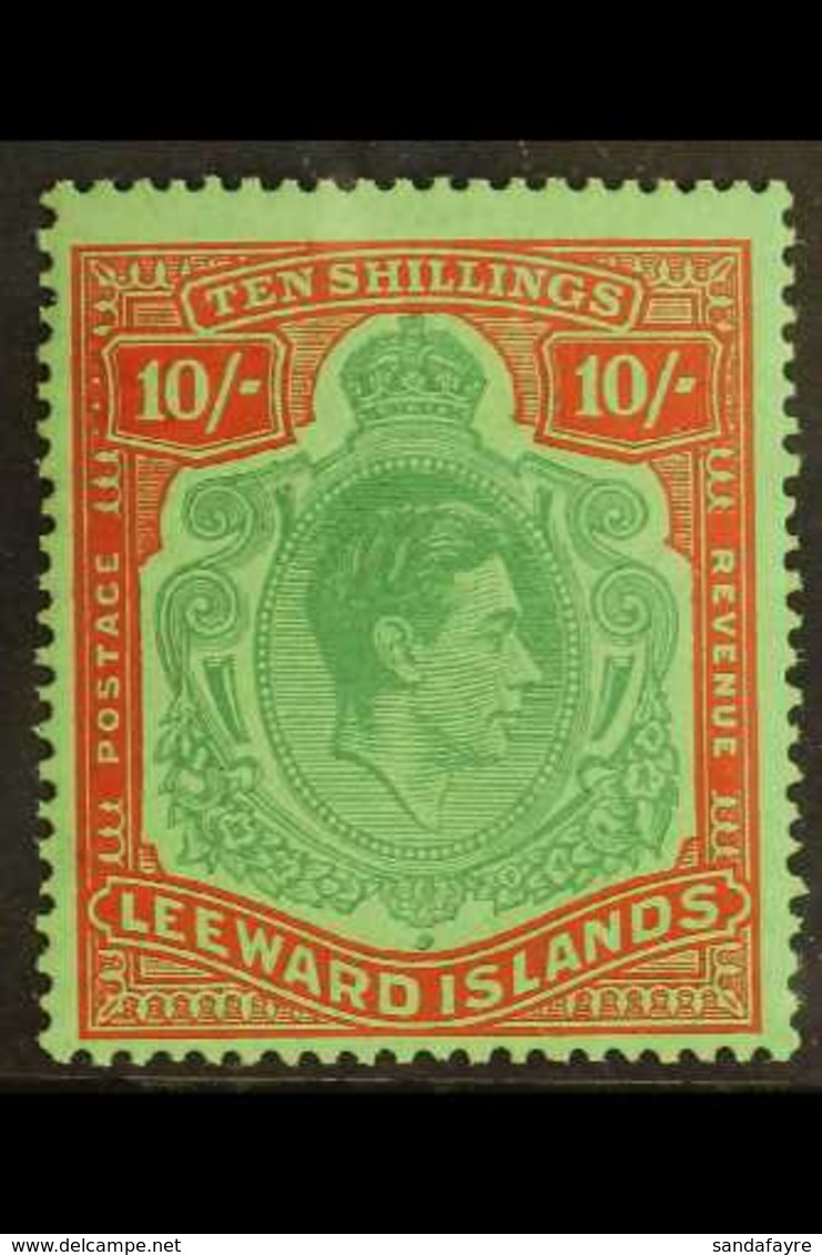 1947 10s Ordinary Paper, Deep Green & Deep Vermillion / Green, SG 113c, Never Hinged Mint For More Images, Please Visit  - Leeward  Islands