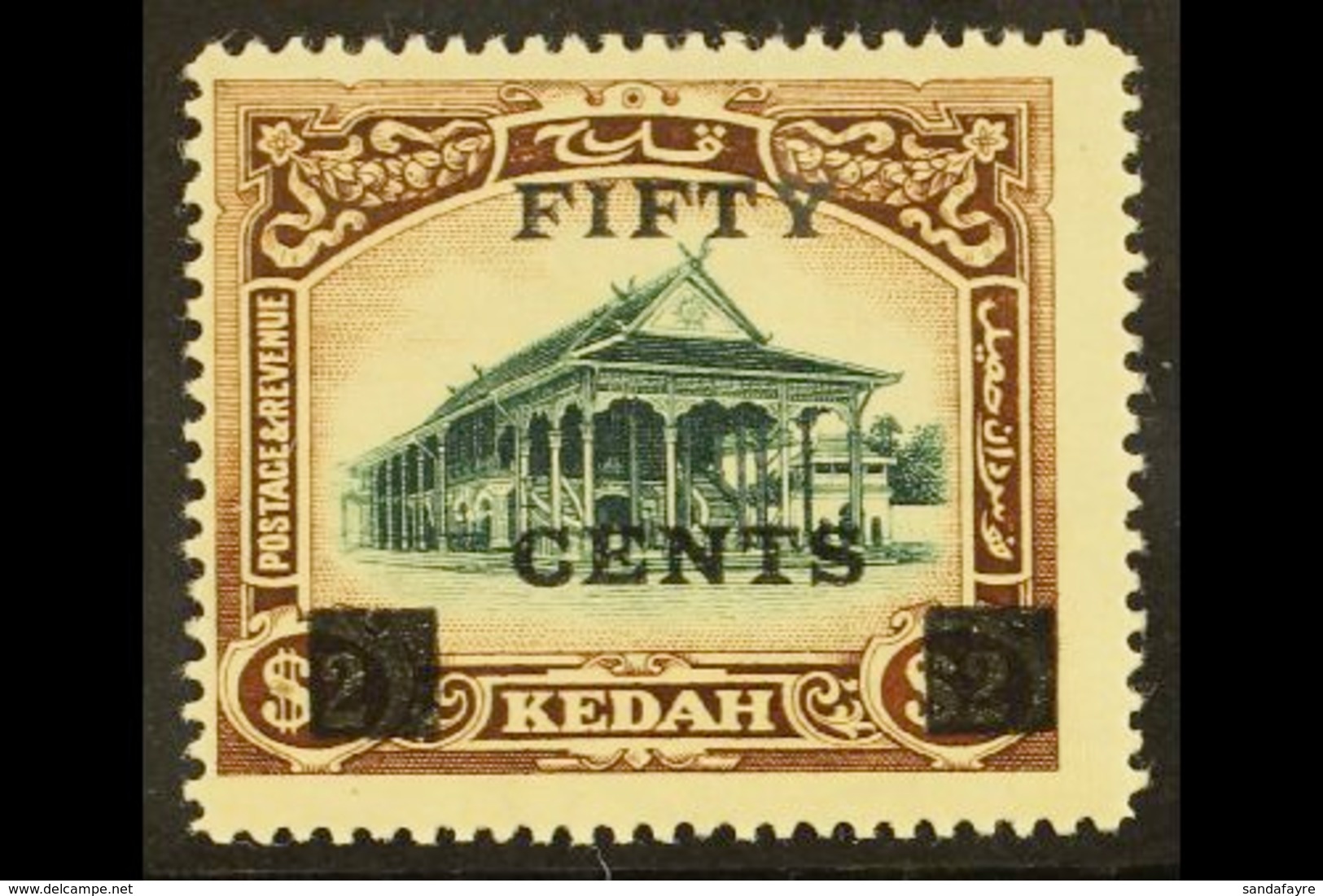 KEDAH 1919 50c On $2 Green And Brown, SG 24, Very Fine And Fresh Mint. For More Images, Please Visit Http://www.sandafay - Andere & Zonder Classificatie