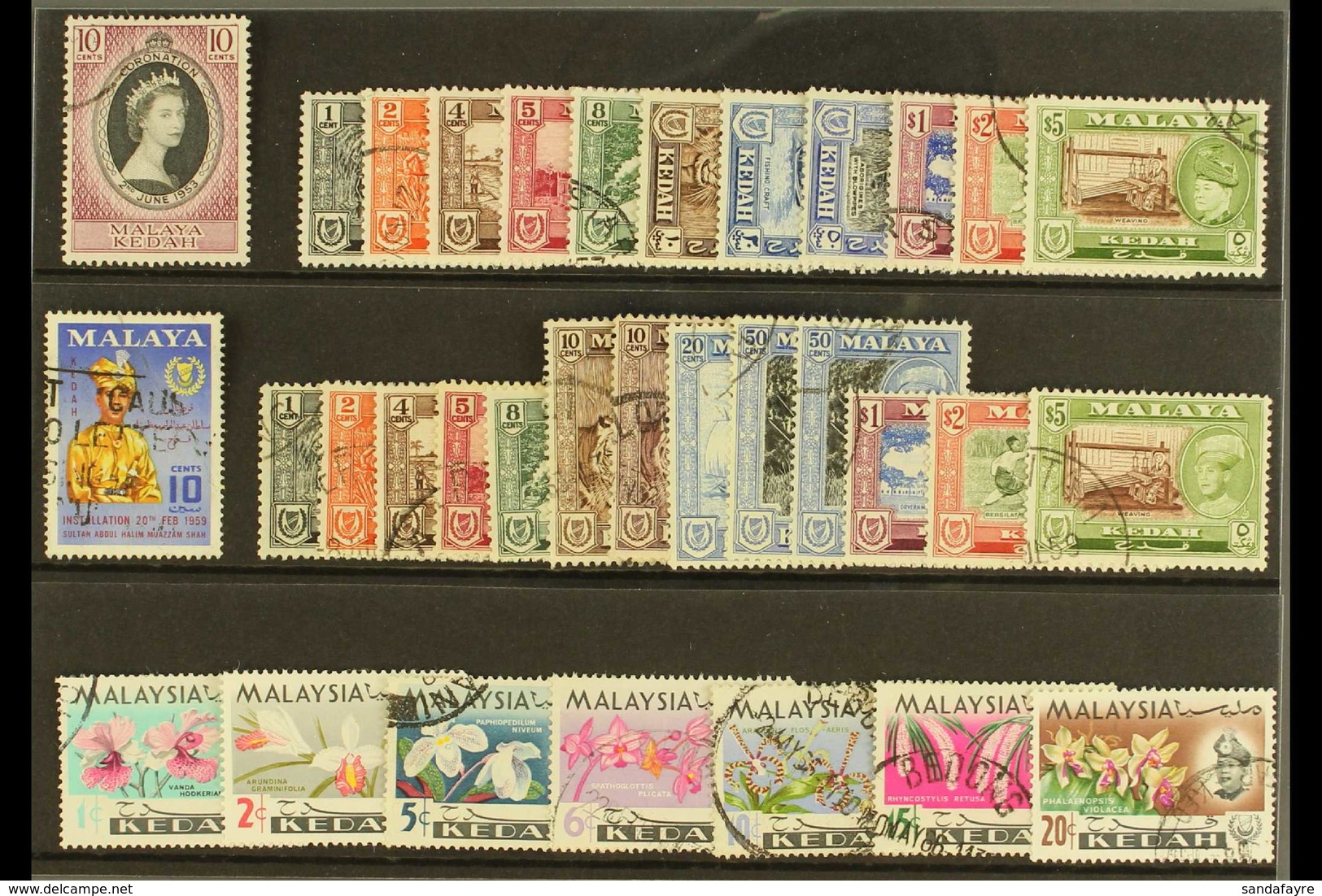 KEDAH 1953 - 1970 Complete Used Collection Incl 1957 And 1959 Sultan Pictorial Sets Etc, SG 91/121. (30+ Stamps) For Mor - Sonstige & Ohne Zuordnung