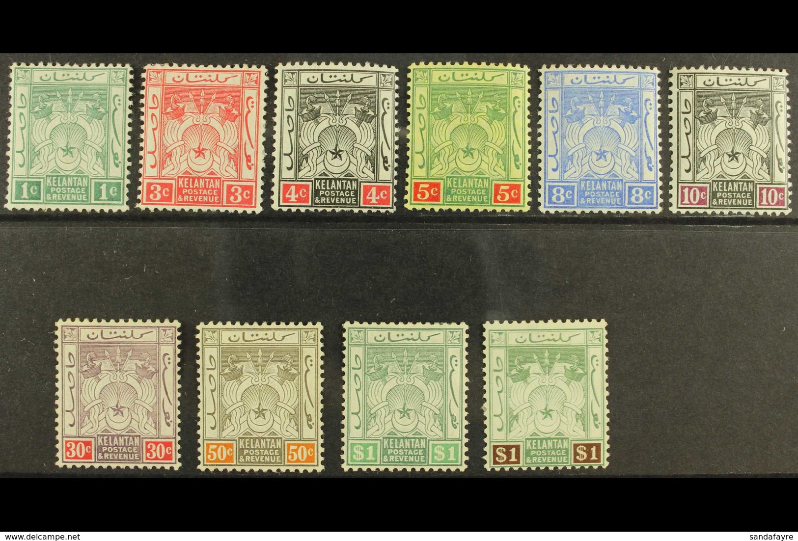 KELANTAN 1911-15 Set To Both $1, SG 1/9a, Very Fine Mint. (10) For More Images, Please Visit Http://www.sandafayre.com/i - Andere & Zonder Classificatie