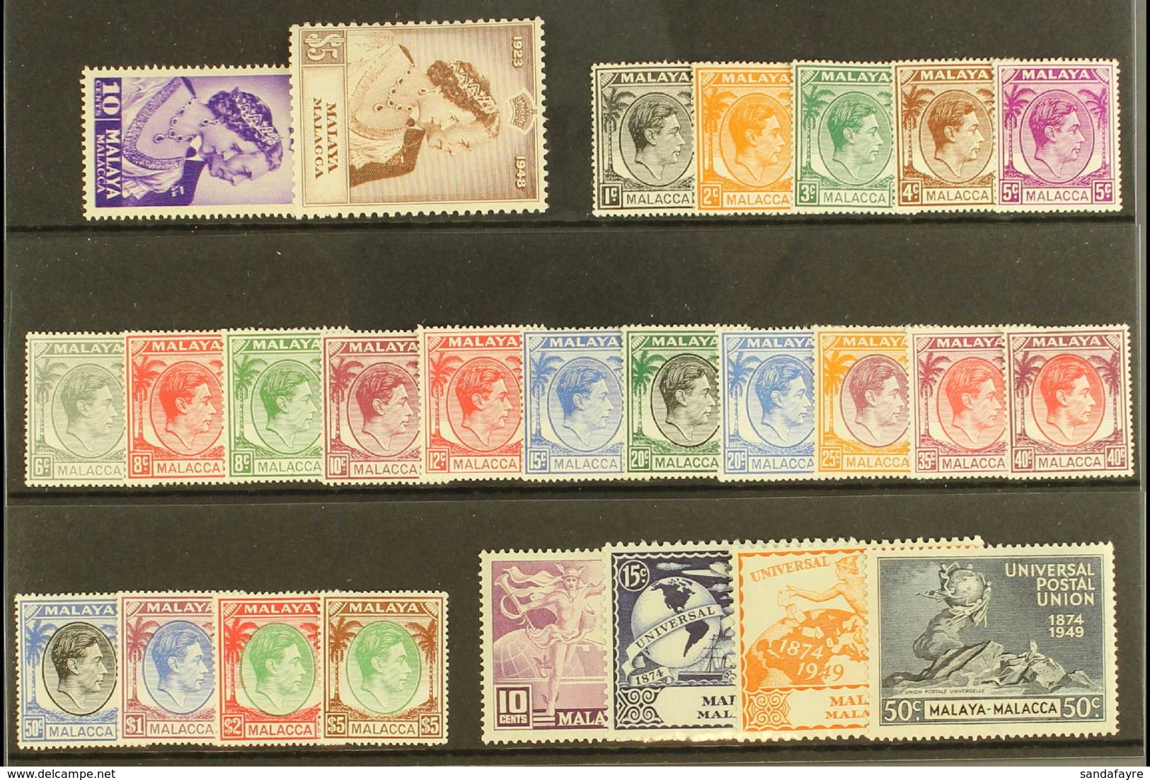 MALACCA 1948-52 KGVI COMPLETE MINT Collection On A Stock Card, SG 1/21, Fine Mint (26 Stamps) For More Images, Please Vi - Autres & Non Classés