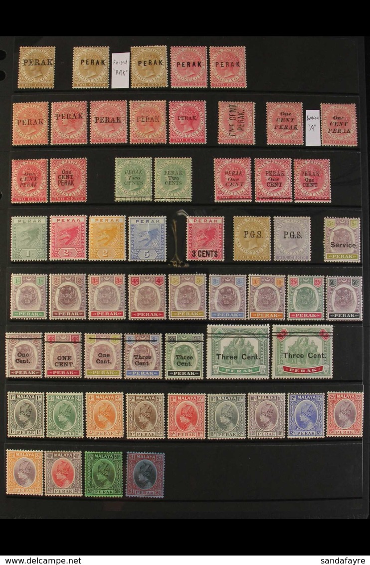 PERAK 1880-1957 MINT COLLECTION On Stock Pages, All Different, Inc 1880-81 2c SG 5 Unused, 1882-83 2c Brown (x2, One Wit - Andere & Zonder Classificatie