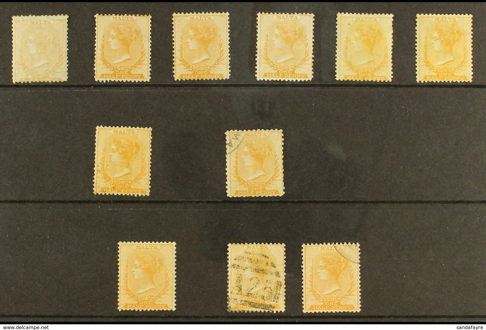 1863-1884 HALFPENNIES Nice Little Collection Comprising 1863-81(wmk Crown CC, Perf 14) ½d Mint Shades (6), Plus ½d Orang - Malte (...-1964)