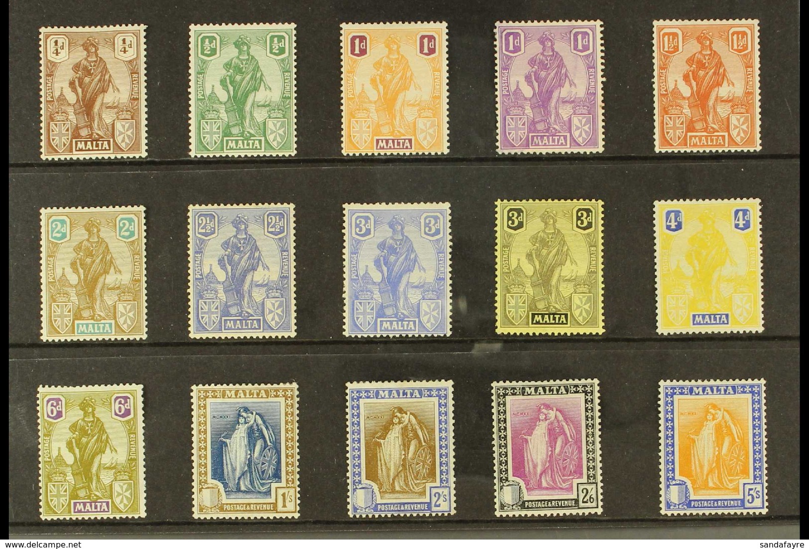 1922-26 Complete Set To 5s, SG 123/37, Fine Mint (15 Stamps) For More Images, Please Visit Http://www.sandafayre.com/ite - Malta (...-1964)