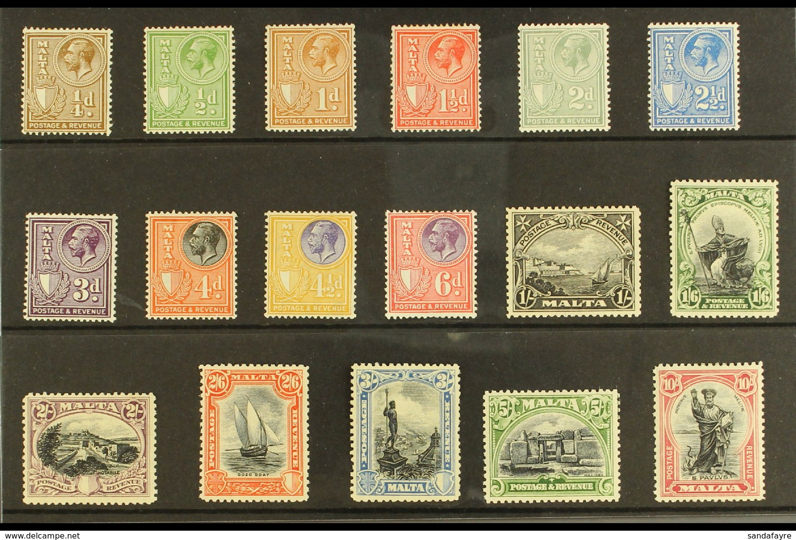 1930 Inscribed "POSTAGE & REVENUE" Complete Set, SG 193/209, Fine Mint. (17 Stamps) For More Images, Please Visit Http:/ - Malta (...-1964)