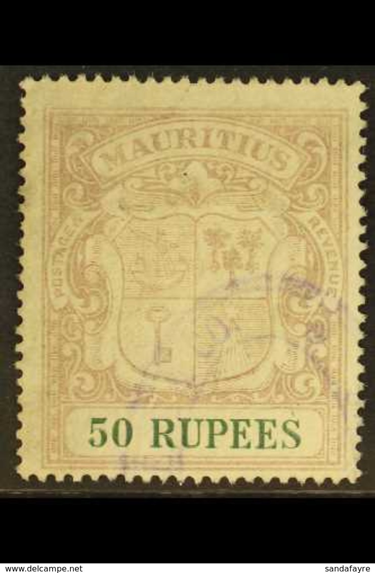 1921-26 50r Dull Purple & Green, SG 222, Used With Fiscal Cancel. Cat £2750 For More Images, Please Visit Http://www.san - Maurice (...-1967)