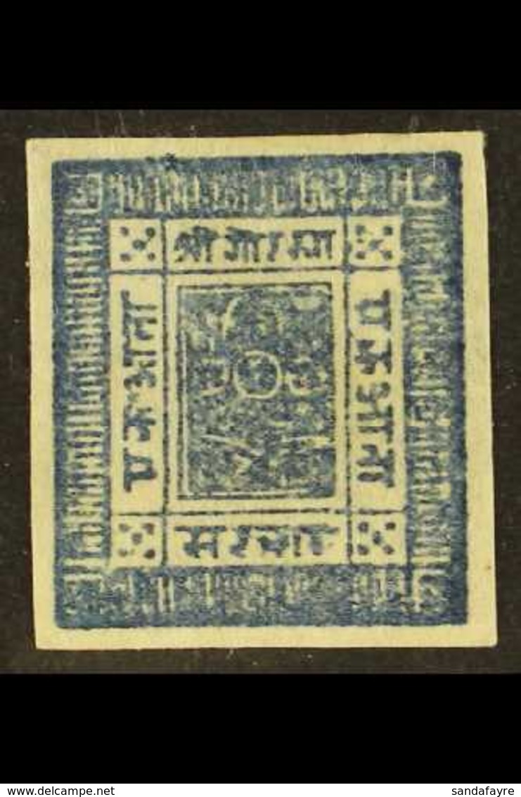 1886-98 1a Blue, Imperf On Native Paper (SG 7, Scott 7, Hellrigl 7), 4 Margins, Fine Mint With Original White Gum. Ex Si - Népal