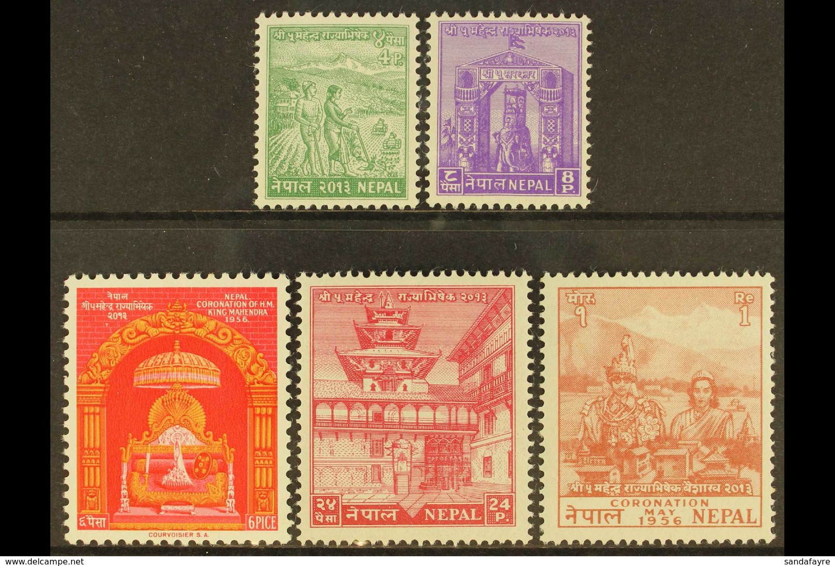 1956 Coronation Complete Set, SG 97/101, Never Hinged Mint. (5 Stamps) For More Images, Please Visit Http://www.sandafay - Népal