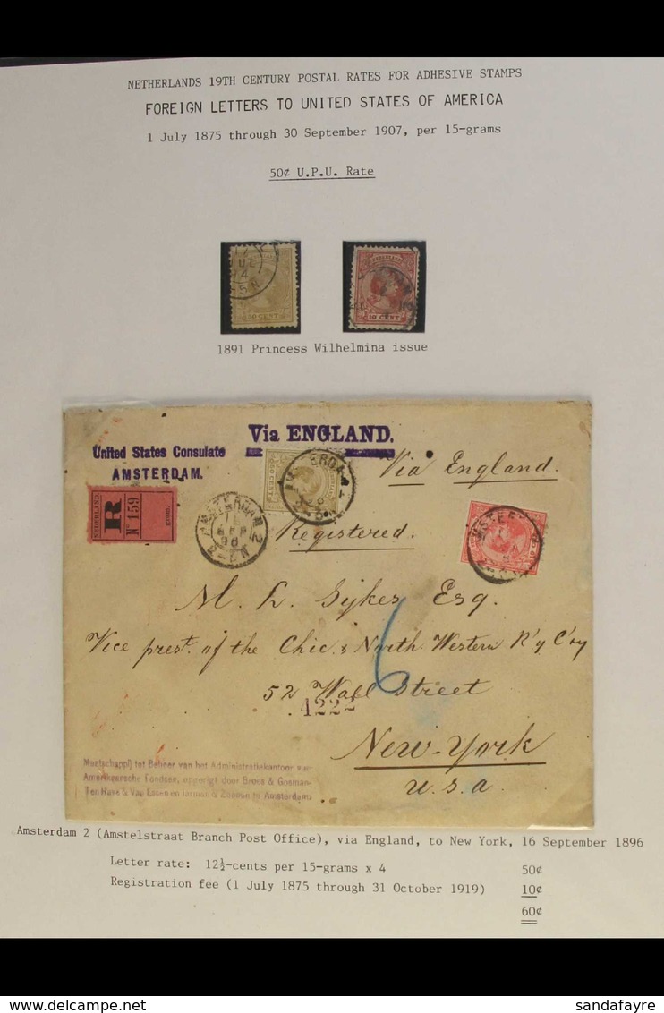 1864 - 1907 BEAUTIFUL STAMPED COVERS EXHIBITION COLLECTION. "Netherlands 19th Century Postal Rates For Adhesive Stamps"  - Autres & Non Classés