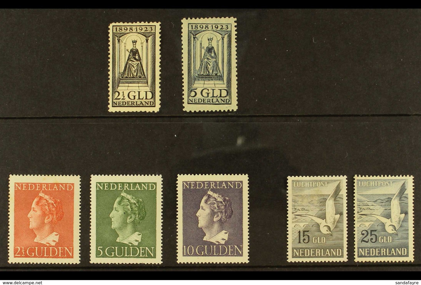 1923-1951 HIGH VALUES MINT SELECTION With 1923 Anniversary Of Accession 2½g & 5g Top Values (SG 268/69); 1946 Wilhelmina - Other & Unclassified