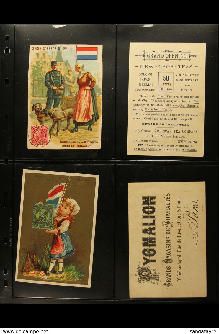 STAMP DESIGNS ON ADVERTISING CARDS - CIRCA 1908 An Attractive Group Of Colourful, Continental Advertising Cards, Two Dif - Andere & Zonder Classificatie