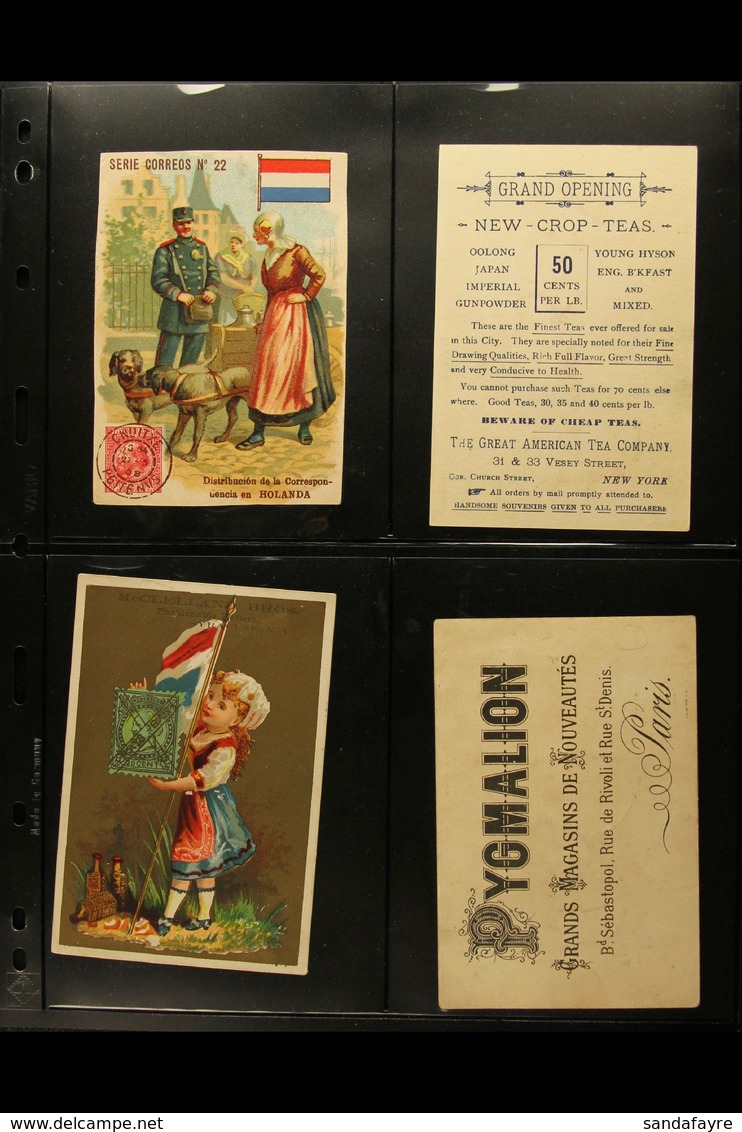 STAMP DESIGNS ON ADVERTISING CARDS - CIRCA 1908 An Attractive Group Of Colourful, Continental Advertising Cards, Two Dif - Other & Unclassified