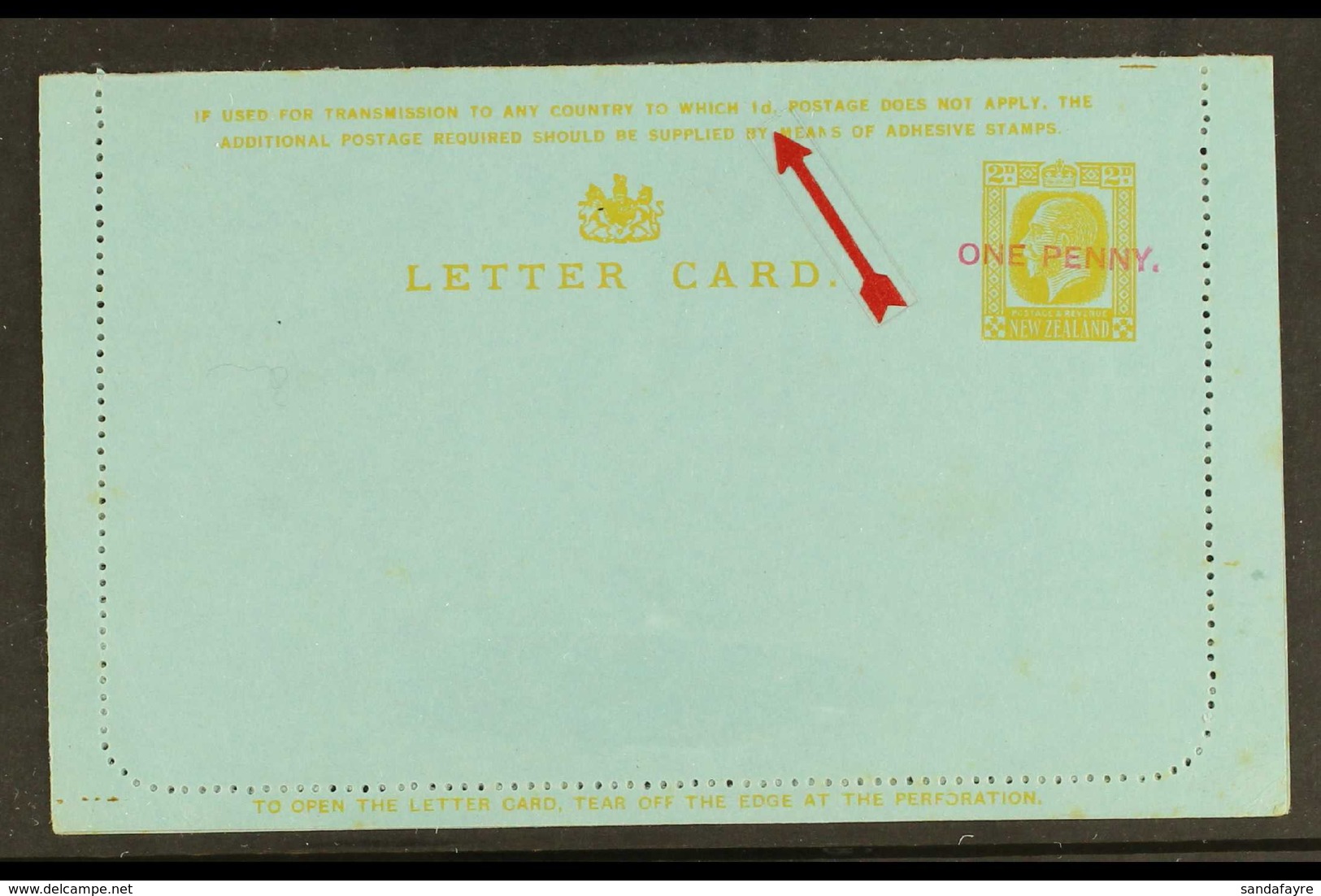 POSTAL STATIONERY 1932 "ONE PENNY." On 2d Yellow On Blue Letter Card, With Advertisements On Reverse, H&G 28, Unused, Cl - Andere & Zonder Classificatie