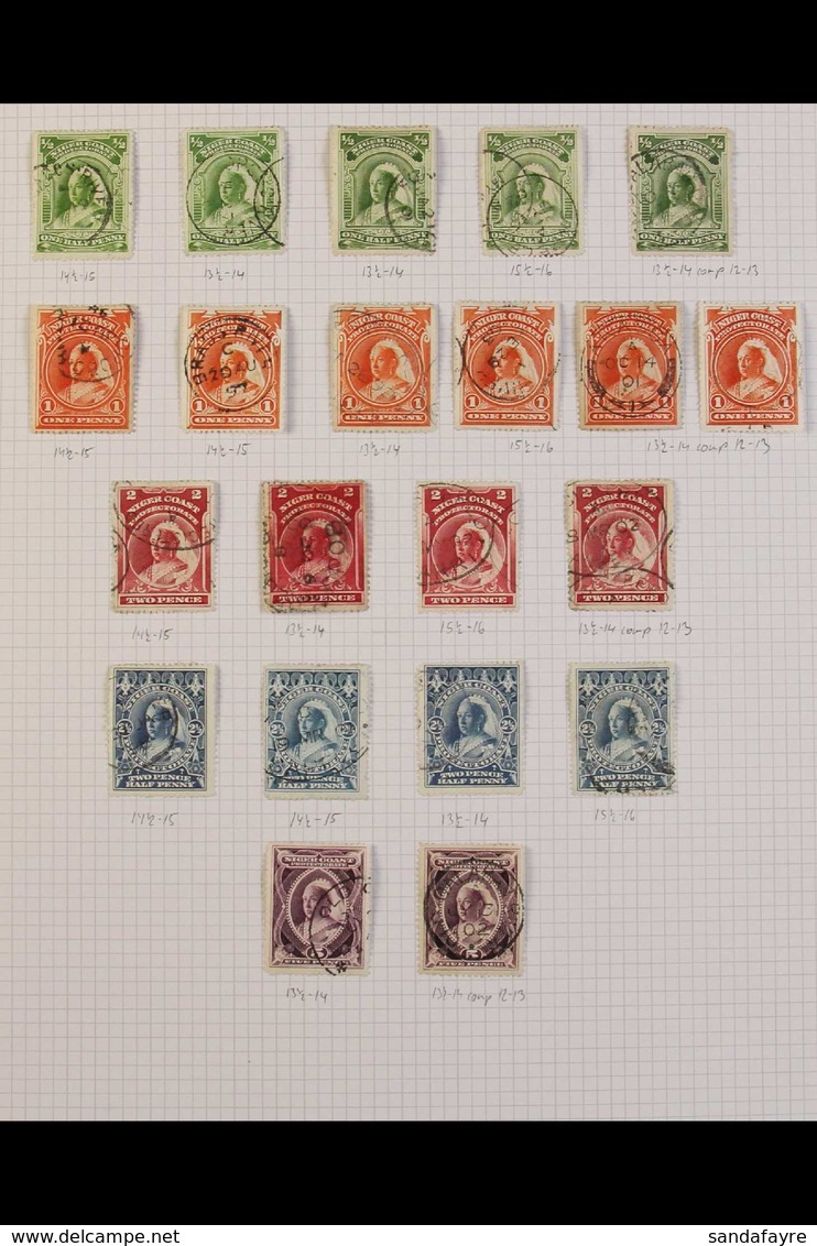 1897-1898 FINE USED COLLECTION Neatly Written Up On Leaves With Many Perforation Types, Includes 1897-98 Set Inc Perf 13 - Autres & Non Classés