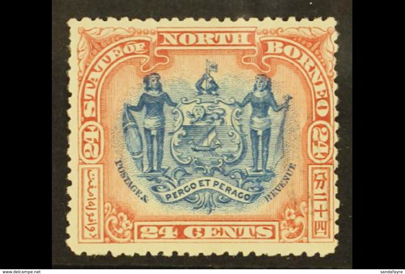 1897 24c Blue And Lake, Corrected Inscription, SG 111, Fine Mint. For More Images, Please Visit Http://www.sandafayre.co - North Borneo (...-1963)