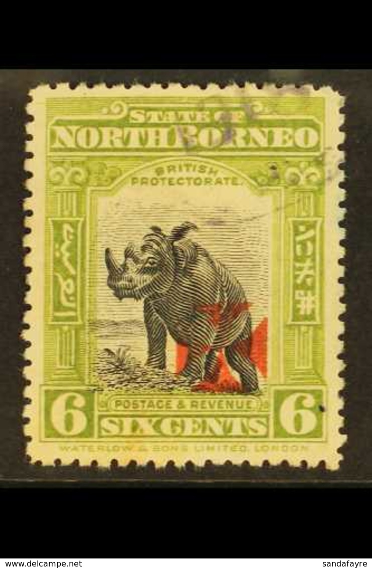 1916 1916 6c Black & Apple-green Red Cross Perf 13½-14 Overprint In Carmine, SG 206, Fine Cds Used, Fresh. For More Imag - Noord Borneo (...-1963)