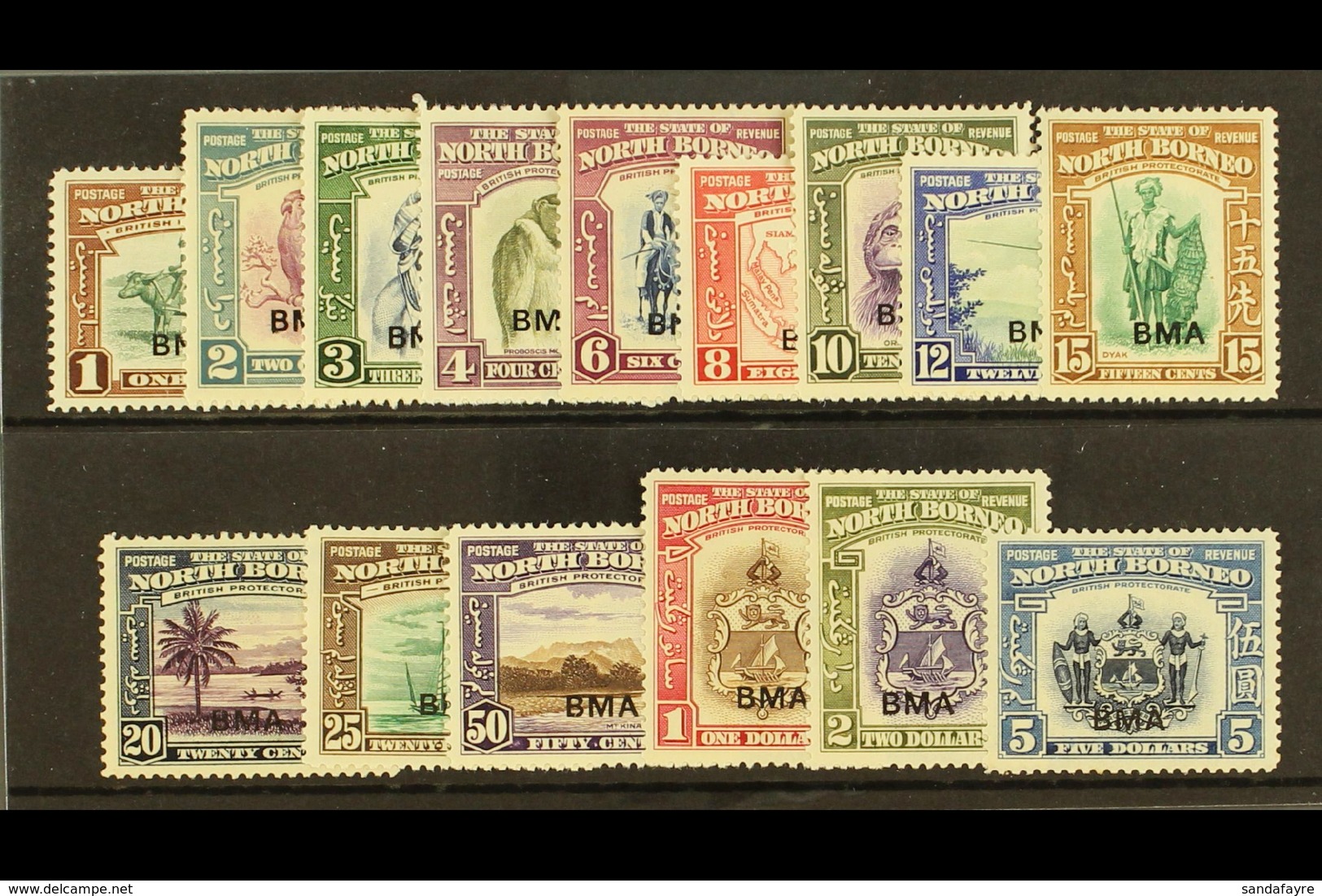 1945 "BMA" Ovpt Set Complete, SG 320/34, Very Fine Mint. (15 Stamps) For More Images, Please Visit Http://www.sandafayre - Borneo Septentrional (...-1963)