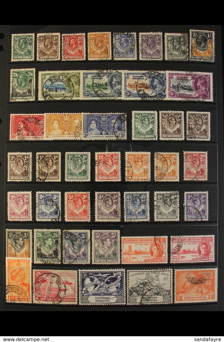 1925-63 ALL DIFFERENT USED COLLECTION Presented On Stock Pages & Includes KGV Ranges To 2s6d, KGVI Set To 5s & QEII Rang - Rhodésie Du Nord (...-1963)