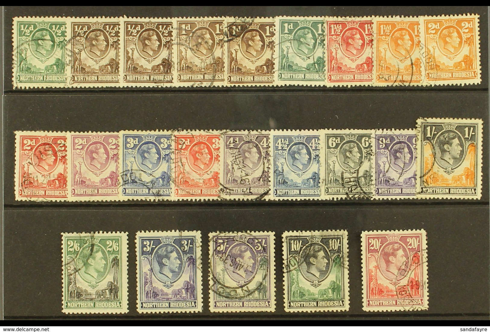 1938 Geo VI Set Complete To 20s, SG 25/45, Very Fine Used. (21 Stamps) For More Images, Please Visit Http://www.sandafay - Noord-Rhodesië (...-1963)