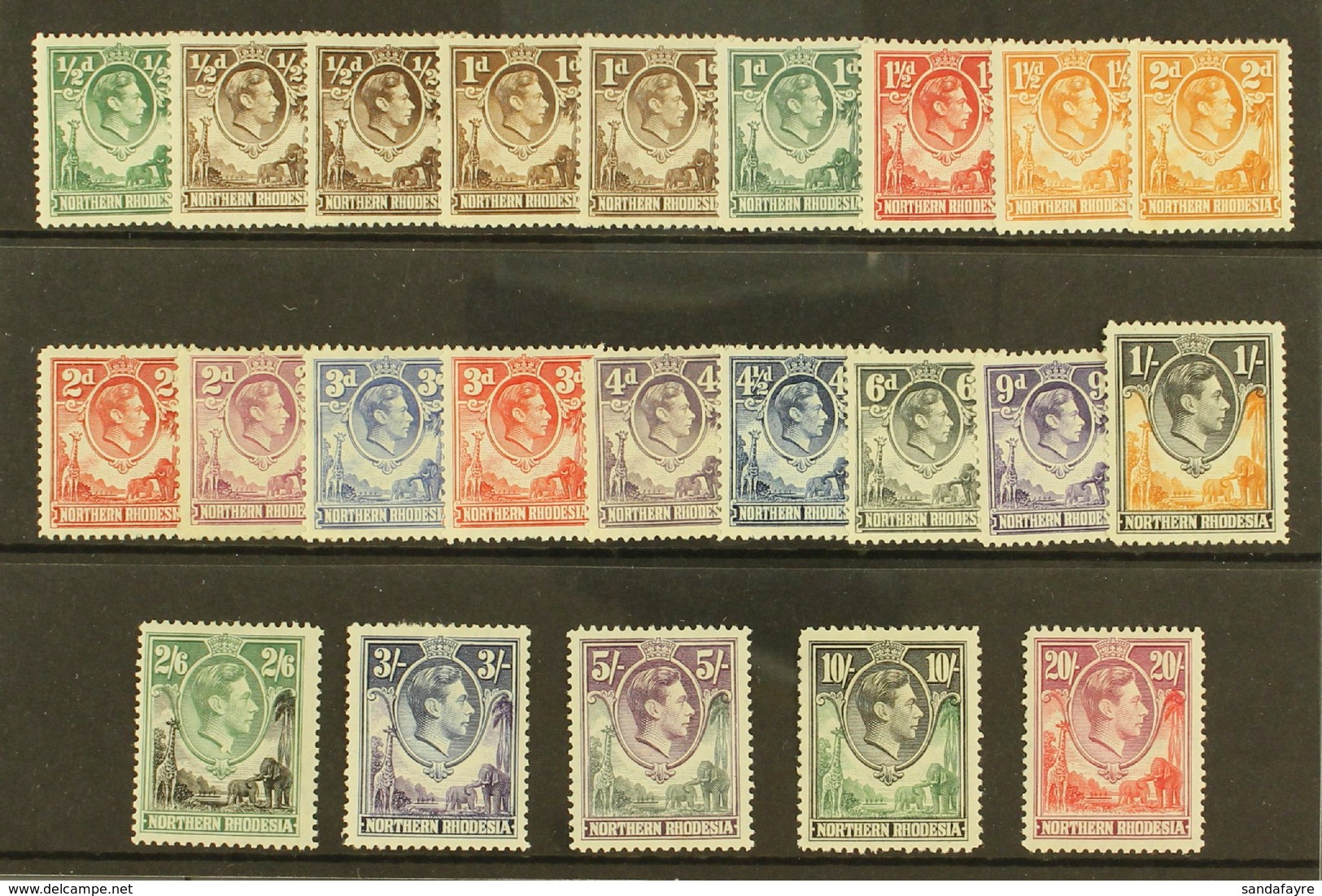 1938 Geo VI Set Complete To 20s, SG 25/45, Fine To Very Fine Mint, Odd Small Fault. (21 Stamps) For More Images, Please  - Noord-Rhodesië (...-1963)