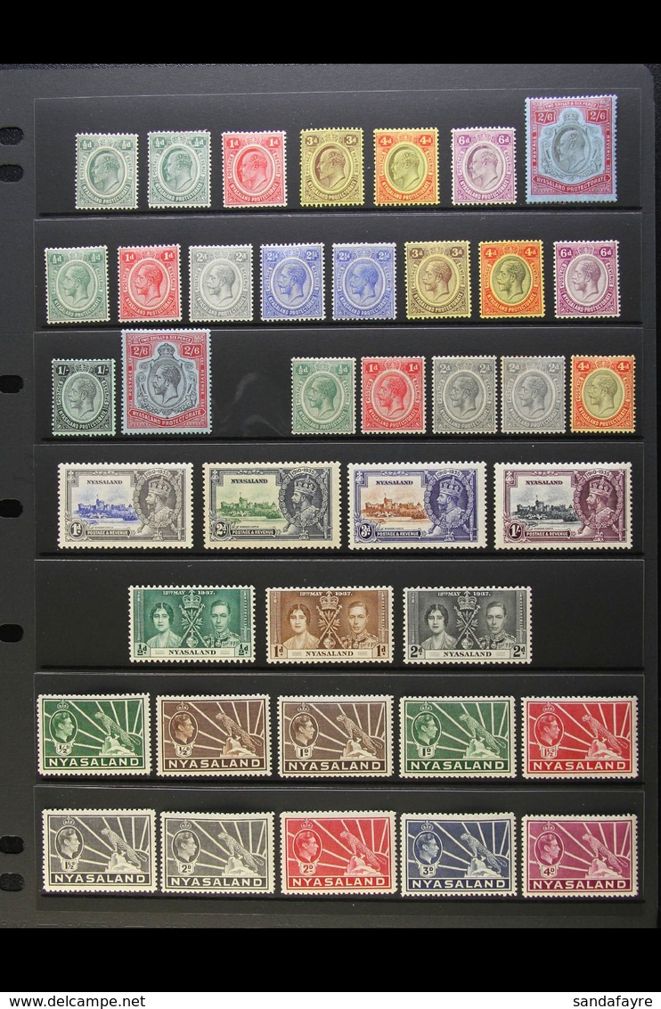 1908-1964 VERY FINE MINT COLLECTION Presented On Stock Pages & QEII On Album Pages. Includes 1908 Set To 2s6d, 1913-21 R - Nyassaland (1907-1953)