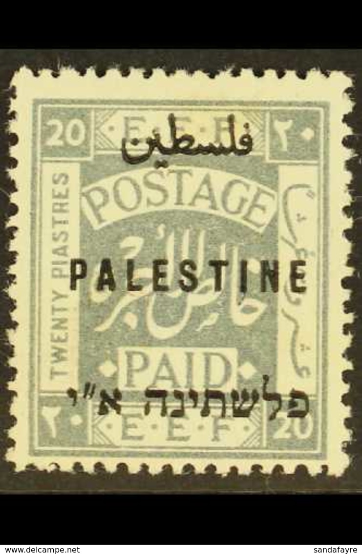 1921-22 20p Pale Grey Overprint, SG 70, Very Fine Mint, Fresh. For More Images, Please Visit Http://www.sandafayre.com/i - Palästina