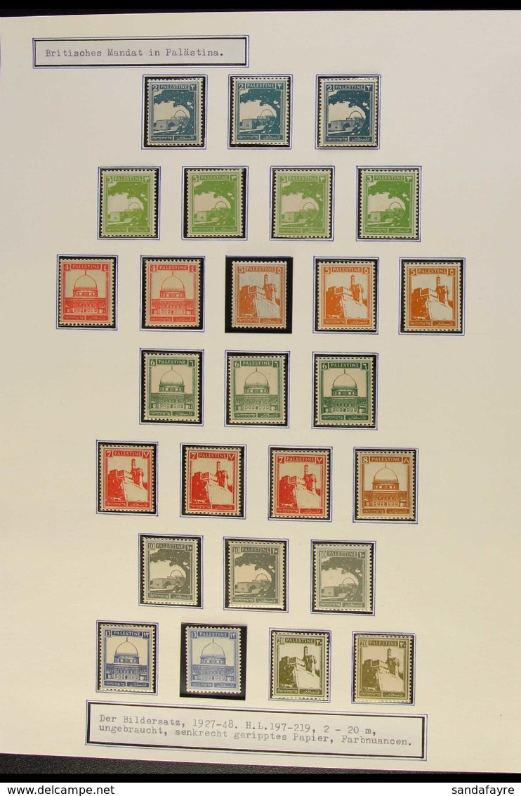 1927-45 PICTORIAL DEFINITIVES 1927-45 With Shades To 20m Value, 1932-44 To 15m With Shades Plus £P1 Black Control Single - Palästina