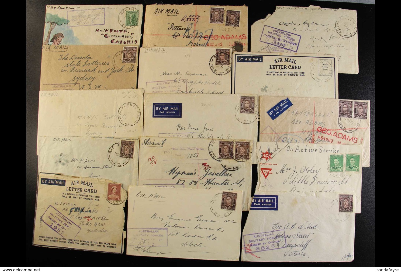 WW2 AUSTRALIAN FORCES - A.I.F. FIELD P.O. DATESTAMPS A Fine Collection Of Covers (couple Of Fronts) Back To Australia, B - Papouasie-Nouvelle-Guinée
