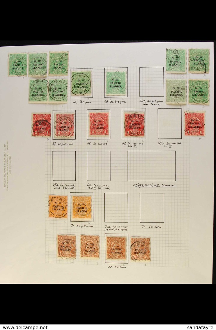 1915-1922 NWPI OVERPRINTS. FINE USED COLLECTION On Leaves, Inc 1915-16 Heads Set To 4d (x2) & 5d (x4) Inc 1d Block Of 4, - Papua-Neuguinea