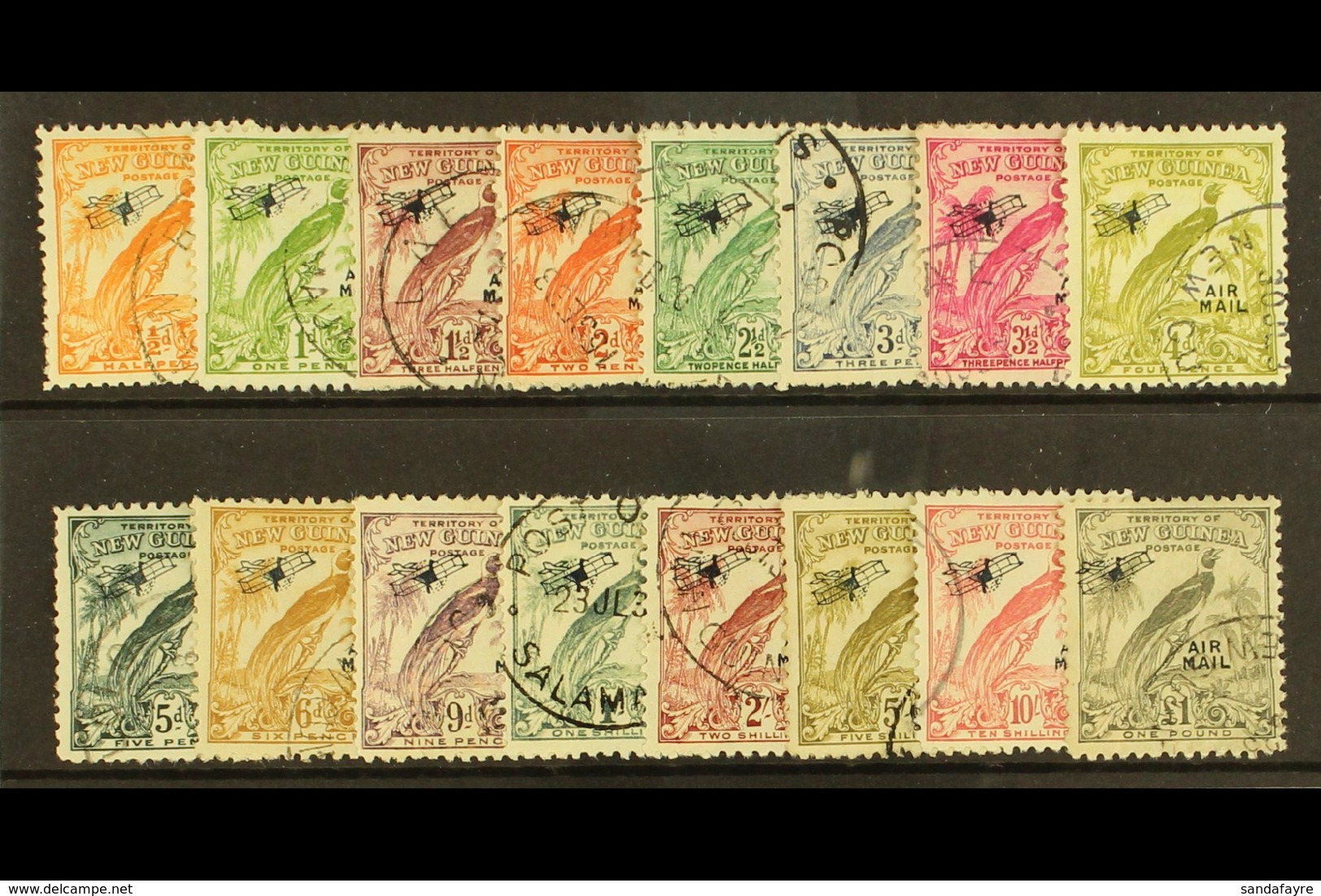 1932 10th Anniv Set (without Dates),  Overprinted Air Mail, SG 190/203, Very Fine And Fresh Used. (15 Stamps) For More I - Papua New Guinea