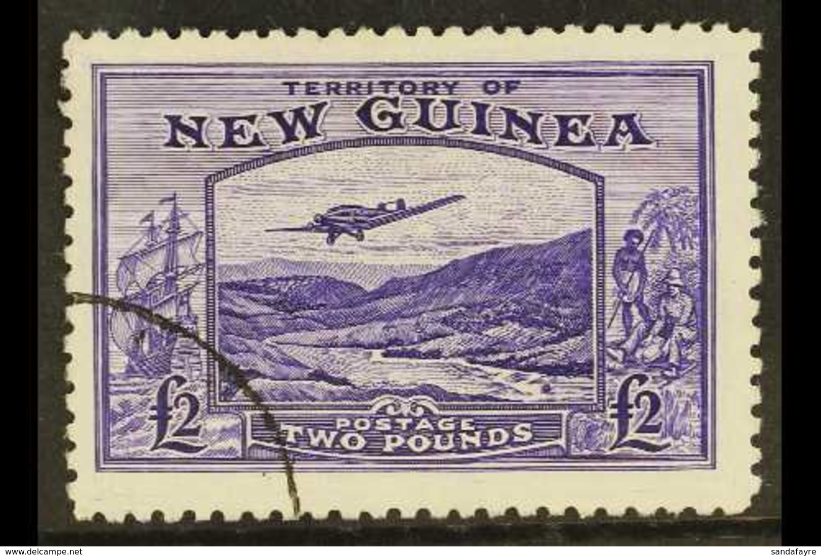 1935 £2 Bright Violet "Bulolo Goldfields", SG 204, Very Fine And Fresh Used. For More Images, Please Visit Http://www.sa - Papua-Neuguinea