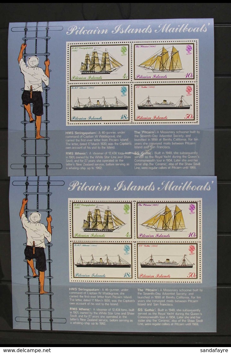 1975 Mailboats Miniature Sheets, Crown To Left & To Right , SG MS161/w, Never Hinged Mint. (2) For More Images, Please V - Pitcairneilanden