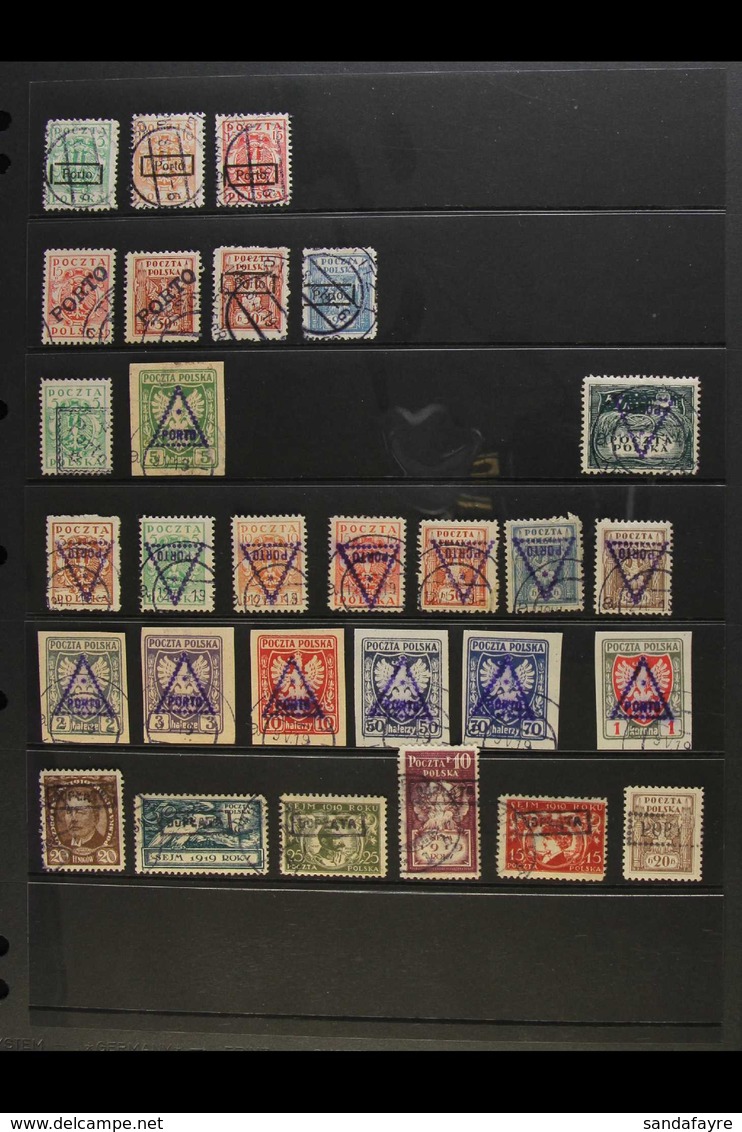POSTAGE DUE PROVISIONALS 1918-19 Group Of Various Used Issues Of Poland Overprinted With Boxed "PORTO", Diagonal "PORTO" - Sonstige & Ohne Zuordnung