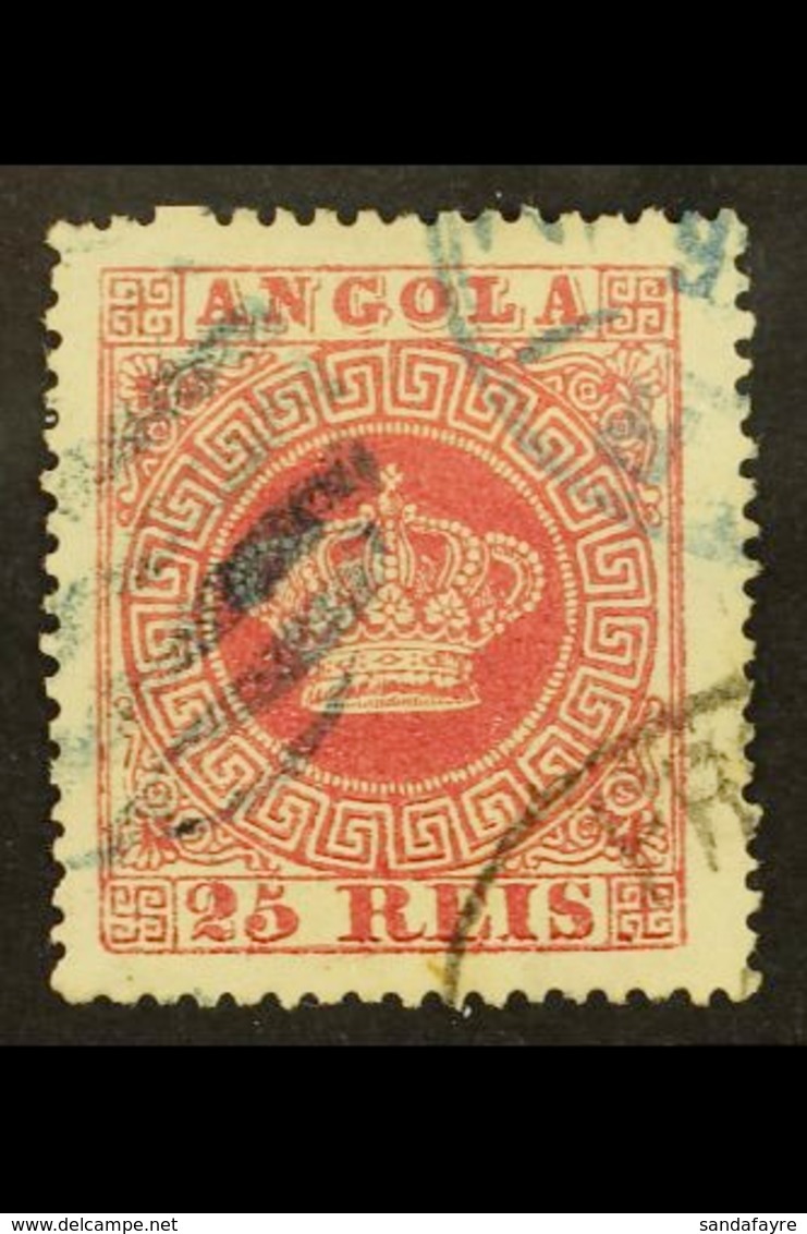 ANGOLA 1875-77 25r Crimson Perf 14, SG 24, Fine Used With Multiple Light Cancels & Apex Photo Certificate For More Image - Andere & Zonder Classificatie