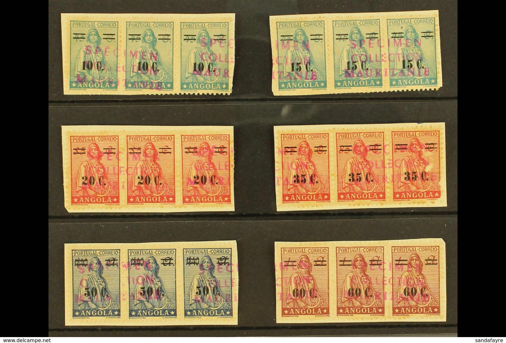 ANGOLA ARCHIVE SPECIMENS 1942 Ceres Surcharge Set Complete From 10c On 45c To 60c On 1a, Michel 295/300 Or SG 413/418, T - Other & Unclassified