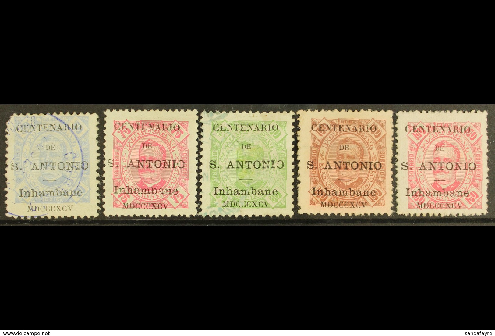 INHAMBANE 1895 St Anthony Opts On Carlos Types Complete Basic Set With Perf 11½ 50r Used, 80r Used, And 100r Mint, Plus  - Other & Unclassified