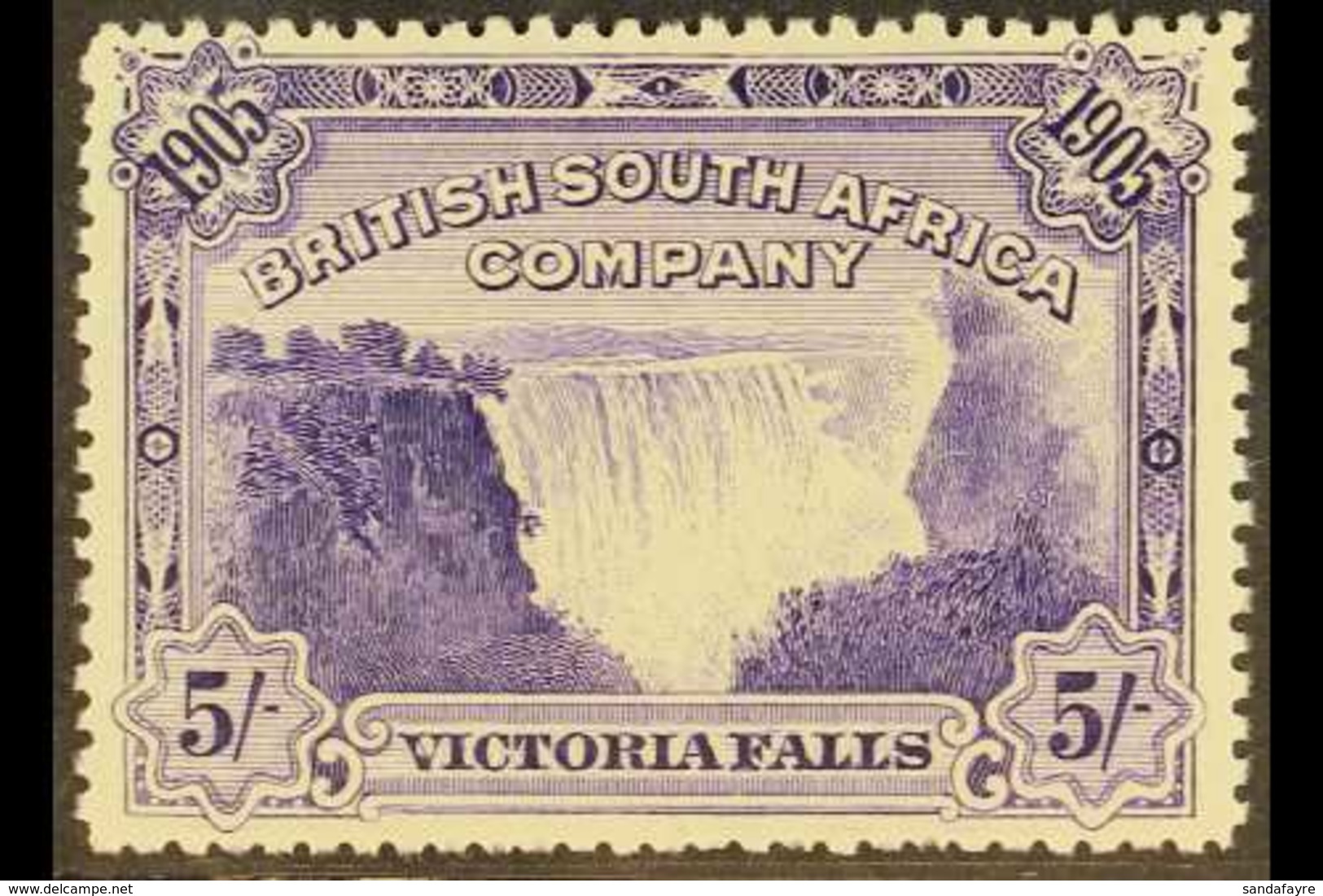 1905 5s Violet, Victoria Falls, SG 99, Very Fine Mint. For More Images, Please Visit Http://www.sandafayre.com/itemdetai - Andere & Zonder Classificatie