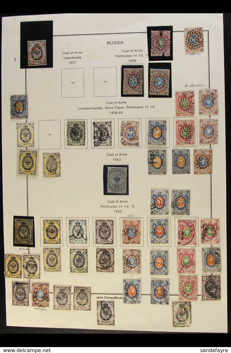 1858-65 EARLY ARMS ISSUES A Mostly Used Assembly On A Printed Album Page, Includes 1858 10k Perf 14½-15, 1858 (perf 12½) - Andere & Zonder Classificatie