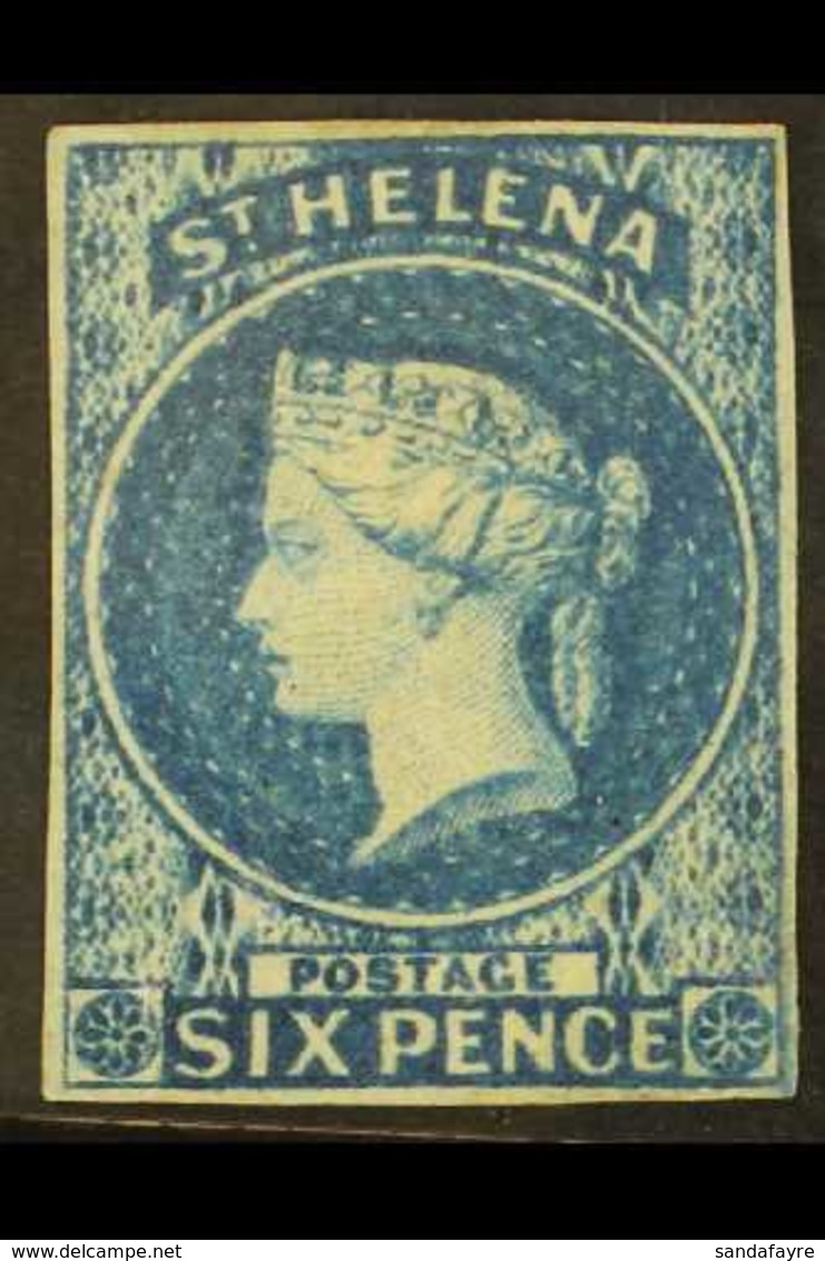 1856 6d Blue, Watermark Large Star, Imperf, SG 1, Fine Mint With Four Neat Margins. For More Images, Please Visit Http:/ - Saint Helena Island