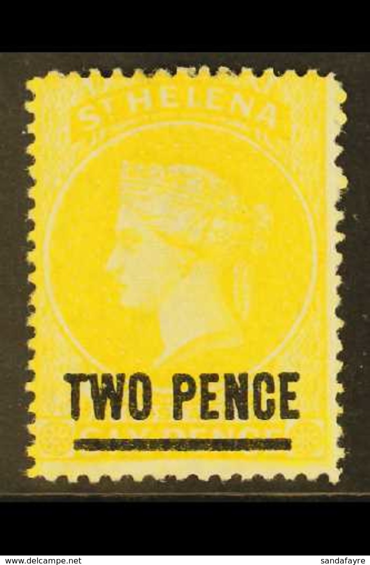 1864-80 2d Yellow With Type B Surcharge, Perf 14, SG 28, Fine Mint. For More Images, Please Visit Http://www.sandafayre. - Isla Sta Helena