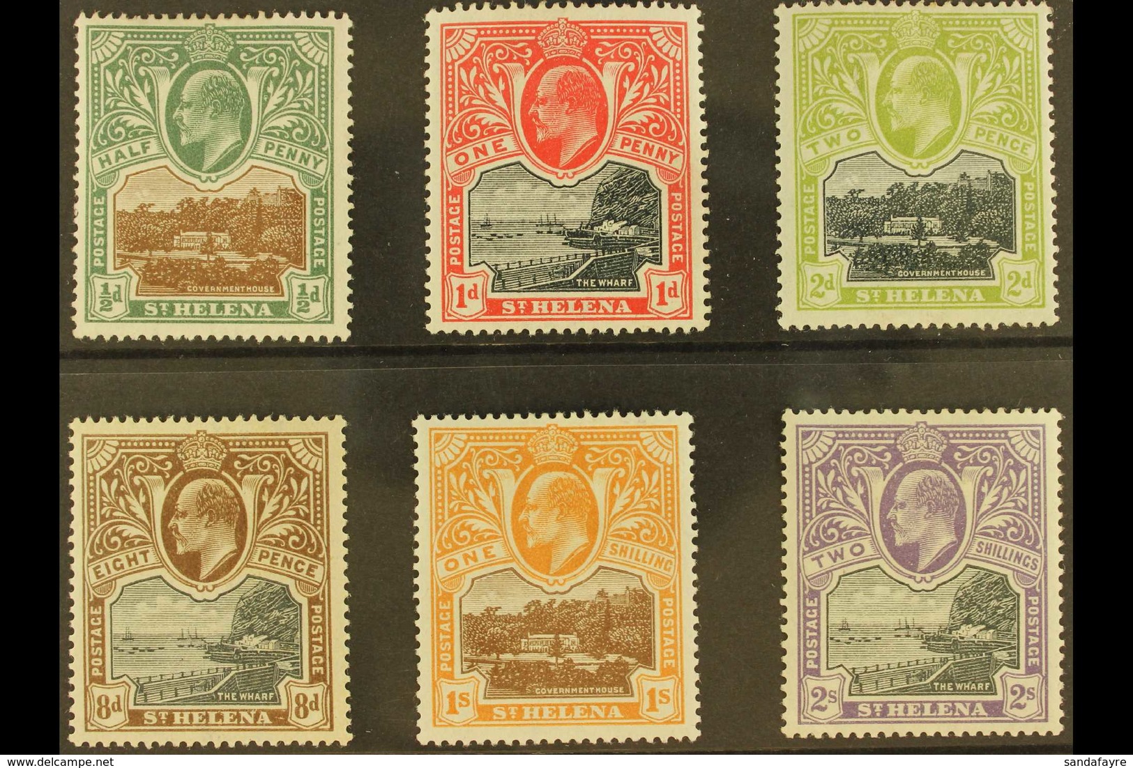 1903 "Government House And The Wharf" Complete KEVII Set, SG 55/60, Very Fine Mint. (6 Stamps) For More Images, Please V - Sint-Helena