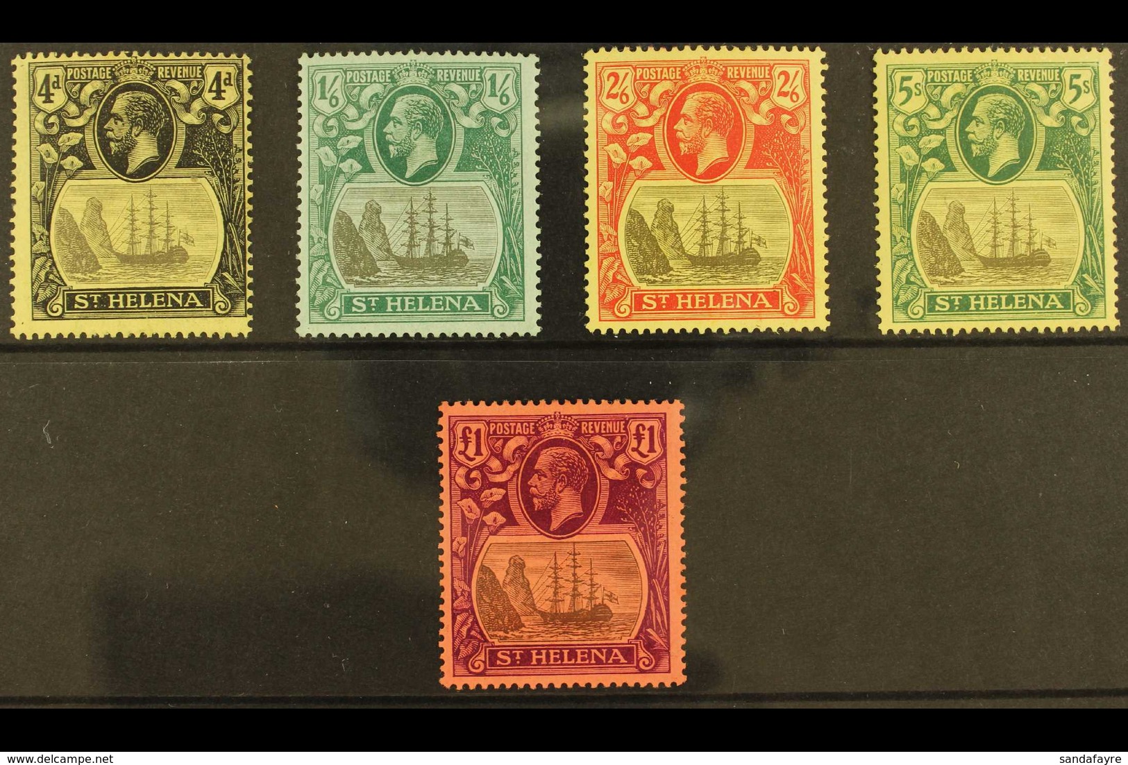 1922-37 "Badge Of St. Helena" Watermark Multi Crown CA Complete Set, SG 92/96, Very Fine Mint. (5 Stamps) For More Image - St. Helena