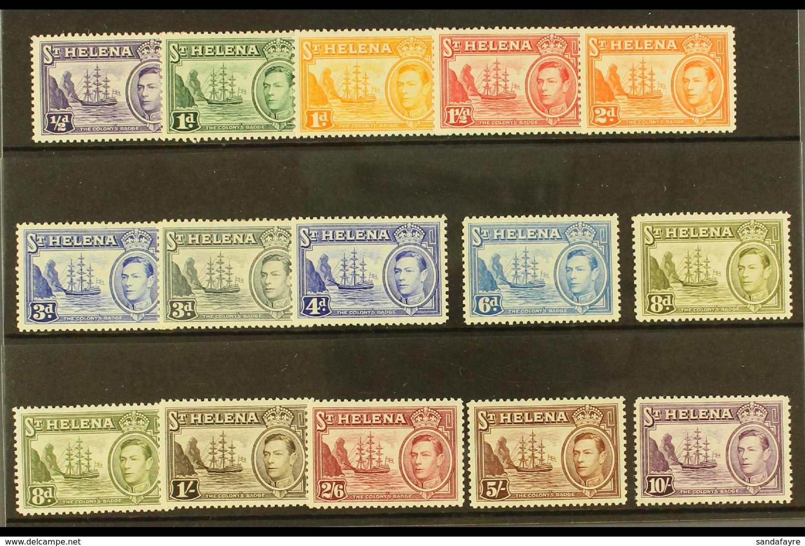 1938-44 Pictorial Definitive Set Plus 8d Listed Shade, SG 131/40, Fine Mint (15 Stamps) For More Images, Please Visit Ht - Sainte-Hélène