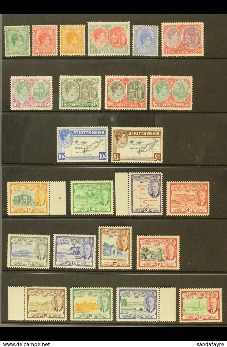 1938-1952 DEFINITIVE SETS. 1938-50 Complete Set, SG 68/77f (all High Values Are NHM) And 1952 Complete Set, SG 94/105, F - St.Kitts And Nevis ( 1983-...)