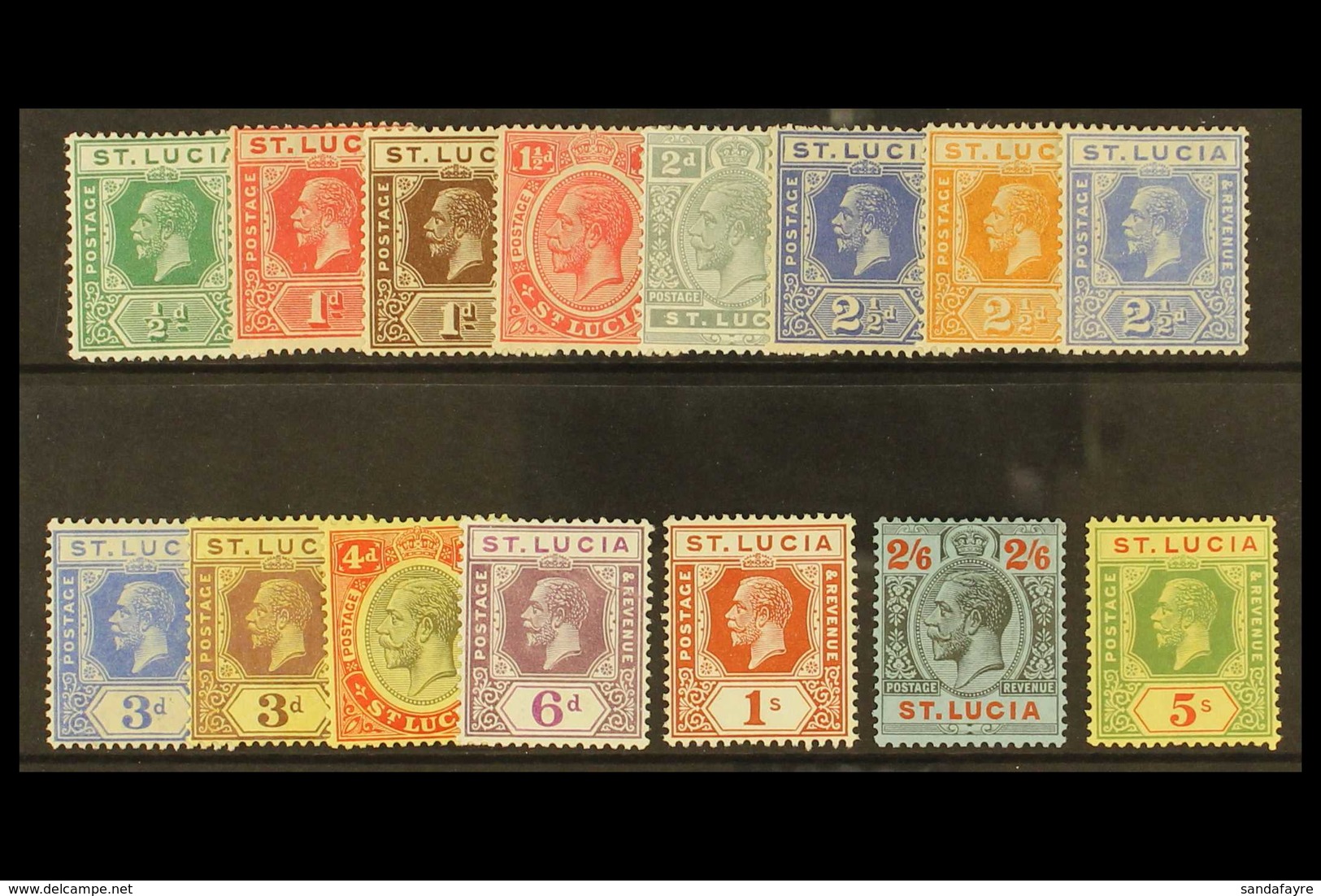 1921-30 Watermark Multi Script CA, Die II, Complete Set, SG 91/105, Very Fine Mint. (15 Stamps) For More Images, Please  - St.Lucia (...-1978)