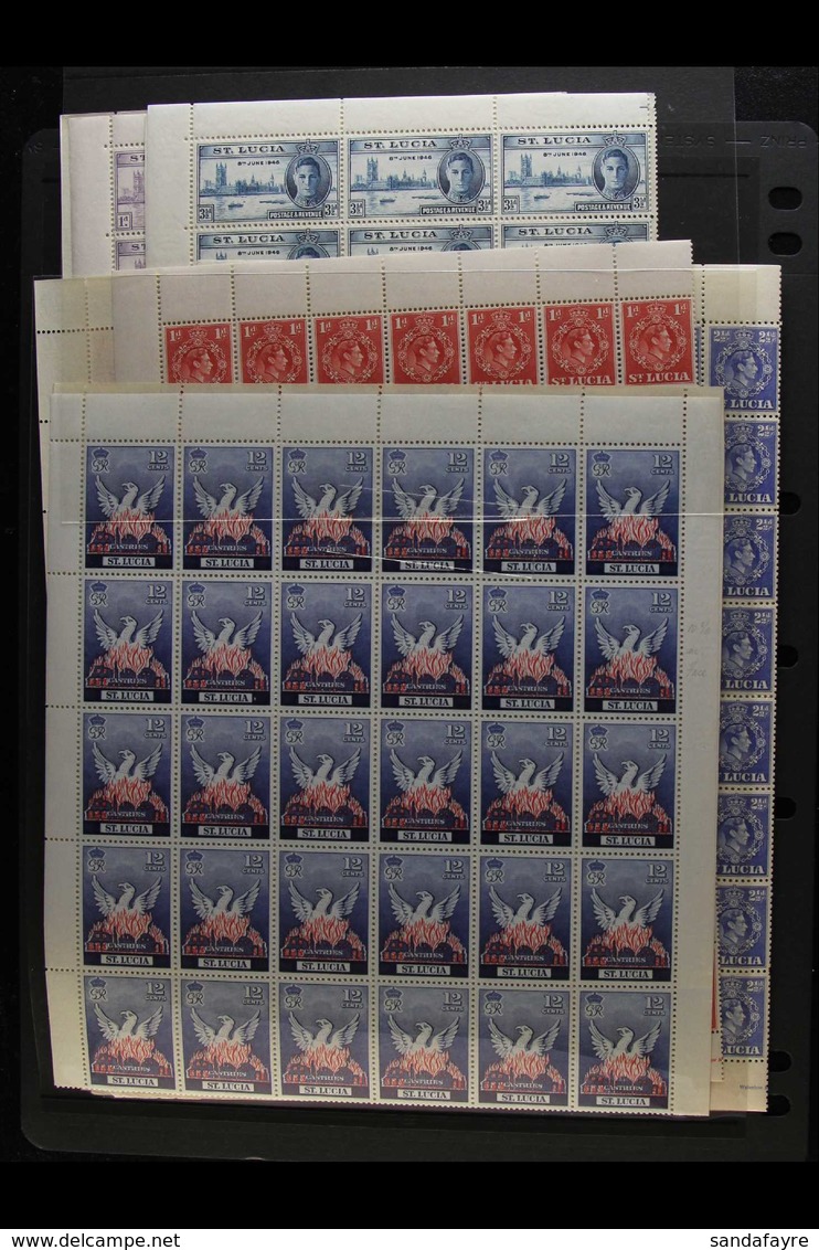 1943-51 NEVER HINGED MINT SHEETS An All Different Group Of Complete Sheets With 1943 2½d Ultramarine Perf 12½, 1946 Vict - St.Lucia (...-1978)