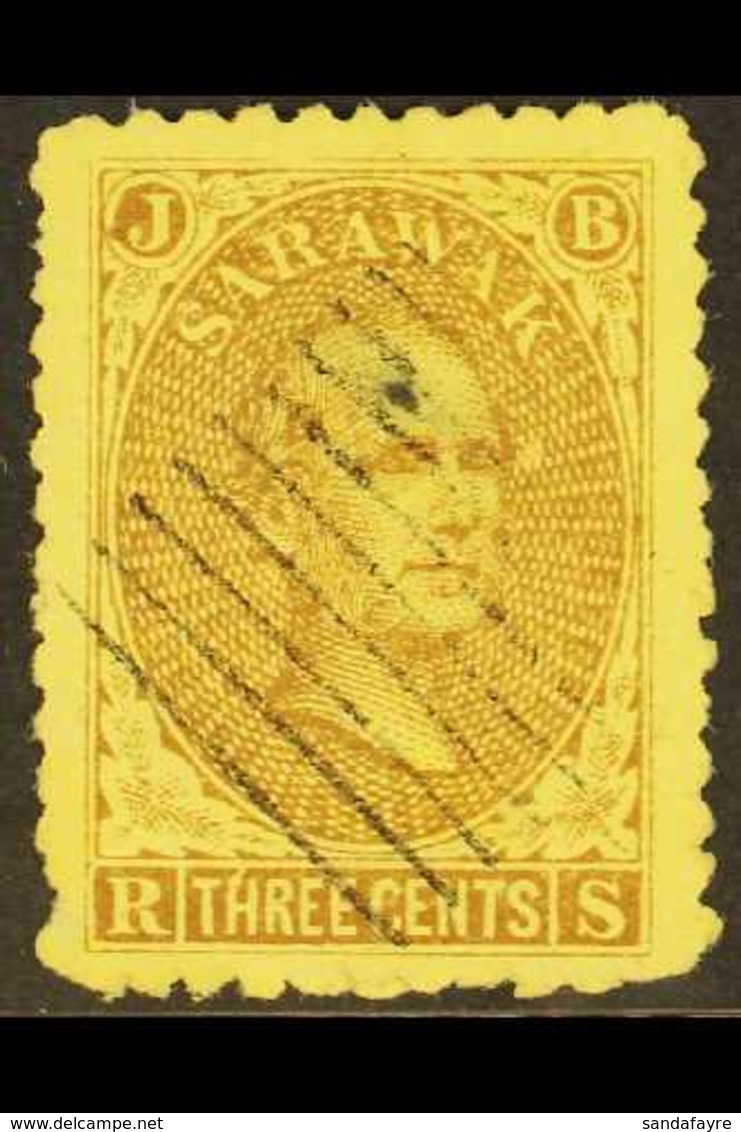 1869 3c Brown/yellow "Sir James Brooke", SG 1, Fine Used For More Images, Please Visit Http://www.sandafayre.com/itemdet - Sarawak (...-1963)